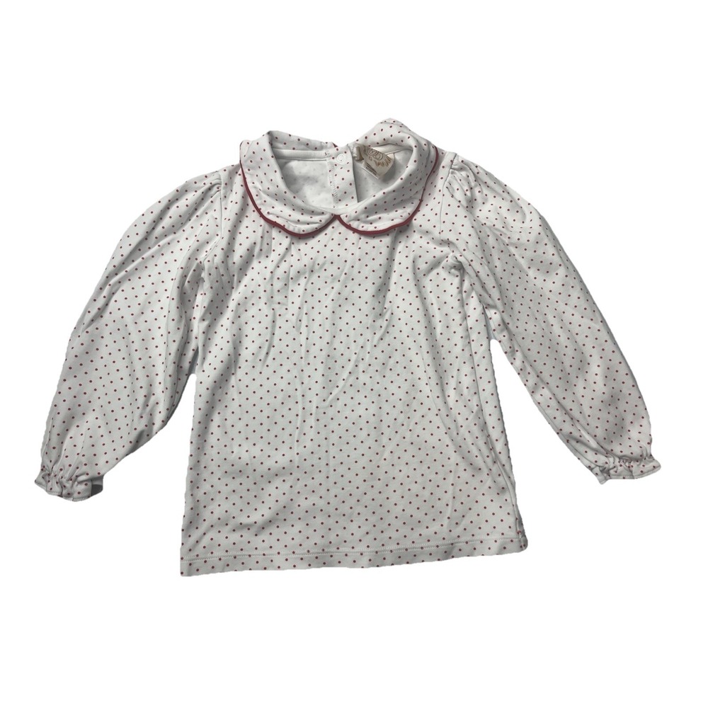 The Beaufort Bonnet Company TBBC White Red Dot Collar Shirt Girls Size 5t
